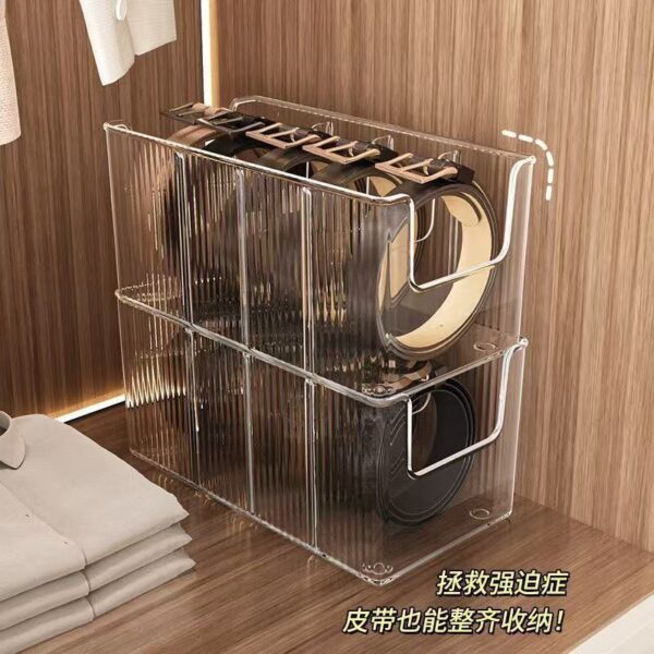 Transparent Tie and Belt Organizer Box