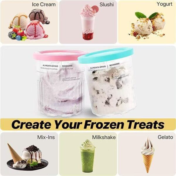 The Ninja Creami Deluxe Ice Cream Cup is compatible with Ninja NC500 and NC5012.