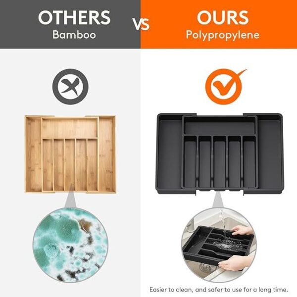 详情-05 Silverware Storage Box, Adjustable Kitchen Utensil Telescopic Rack, Cutlery Drawer Organizer