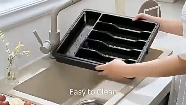 详情-07 Silverware Storage Box, Adjustable Kitchen Utensil Telescopic Rack, Cutlery Drawer Organizer