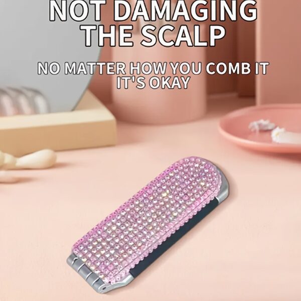 详情-11 Rhinestone - encrusted Cushioned Mini Travel Comb