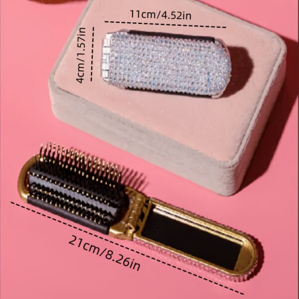 详情-14 Rhinestone - encrusted Cushioned Mini Travel Comb