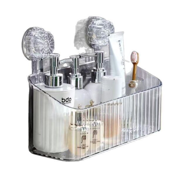 Rotating Suction - Cup Bathroom Storage Rack with Wall - Mounted Storage Box