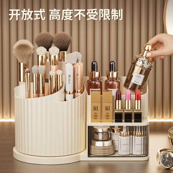 详情-02 360° Rotating Makeup Organizer with Brush Holder
