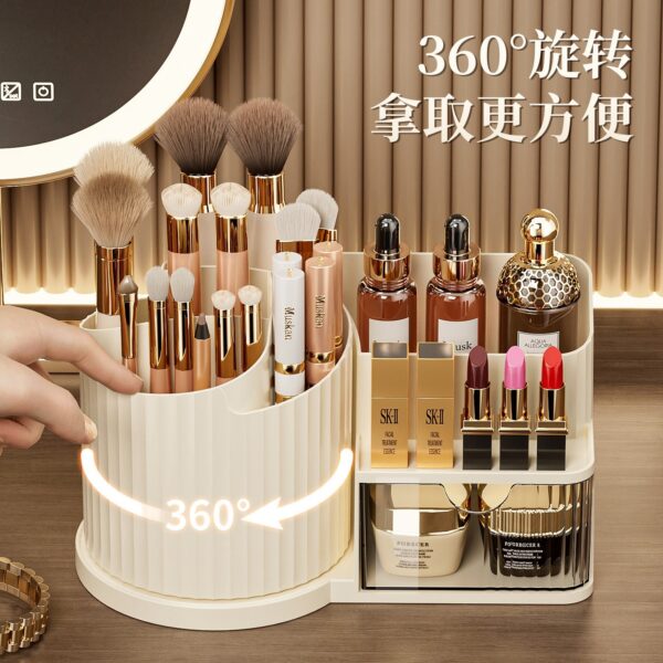 详情-03 360° Rotating Makeup Organizer with Brush Holder