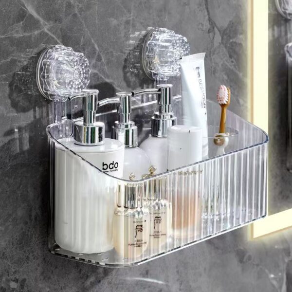 Rotating Suction - Cup Bathroom Storage Rack with Wall - Mounted Storage Box